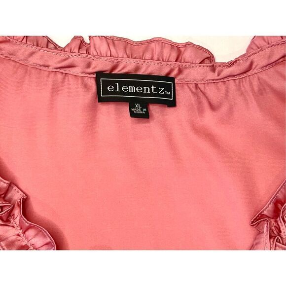 2/$20 Elementz Rose Ruffled Vneck Sleeveless Blouse sz XL Modern Flowy Top - Picture 4 of 9